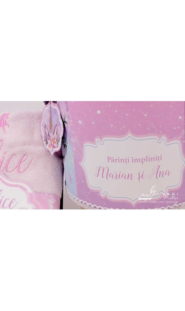 Trusou pentru fetite cu unicorn roz si turcoaz Unicorn roz bleu 15